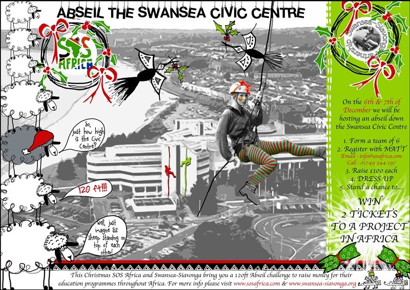 Swansea Civic Centre Christmas Charity Abseil Fundraising Event